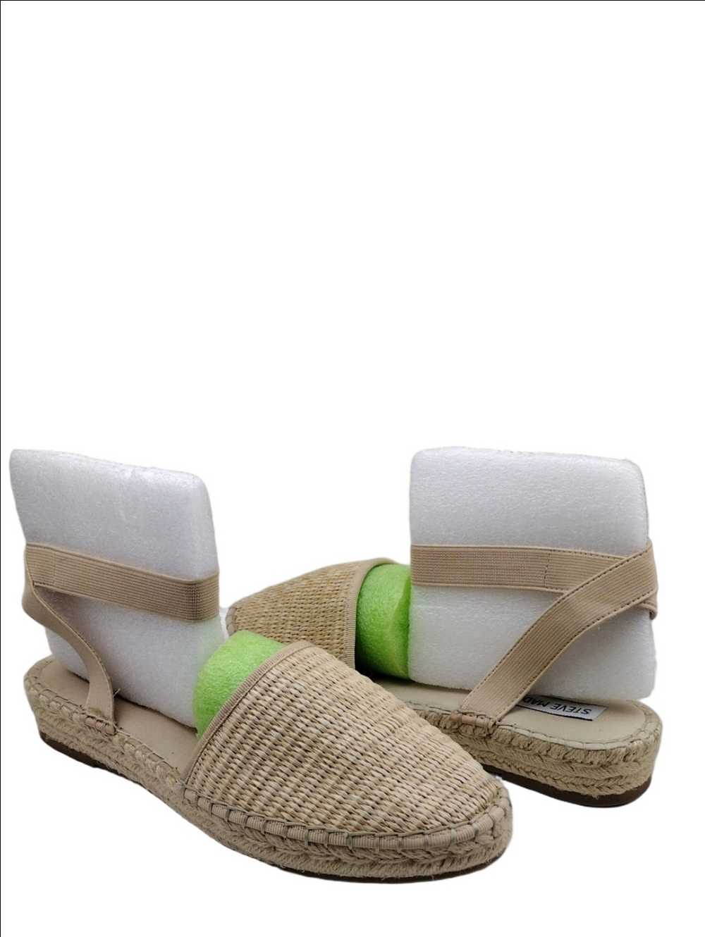 Steve Madden Marlene Wheat Woven Round Toe Elastic Ankle Strap Espadrille Sandal